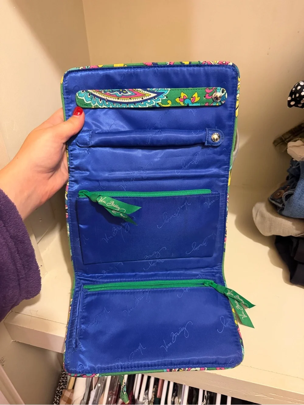 Vera Bradley Green Paisley Quilted Jewelry Organizer